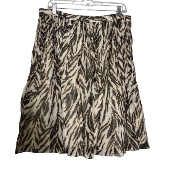 Talbots A-Line Animal Print Skirt Brown and Cream Size 1XP / 14WP Pleated NWT - Picture 2 of 11